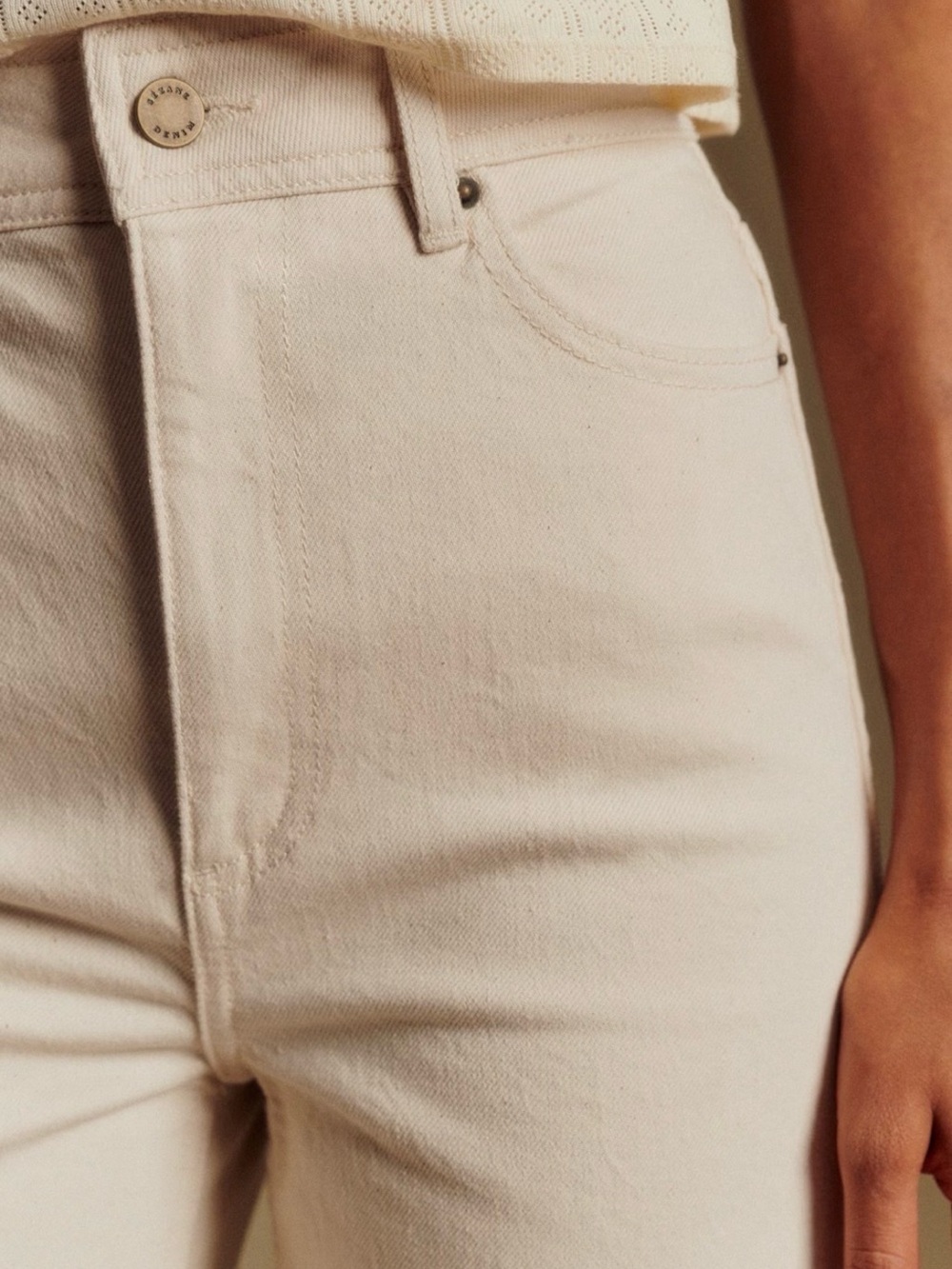 Sezane Le Crop Mottled Ecru - Size 4 - Picture 4 of 9